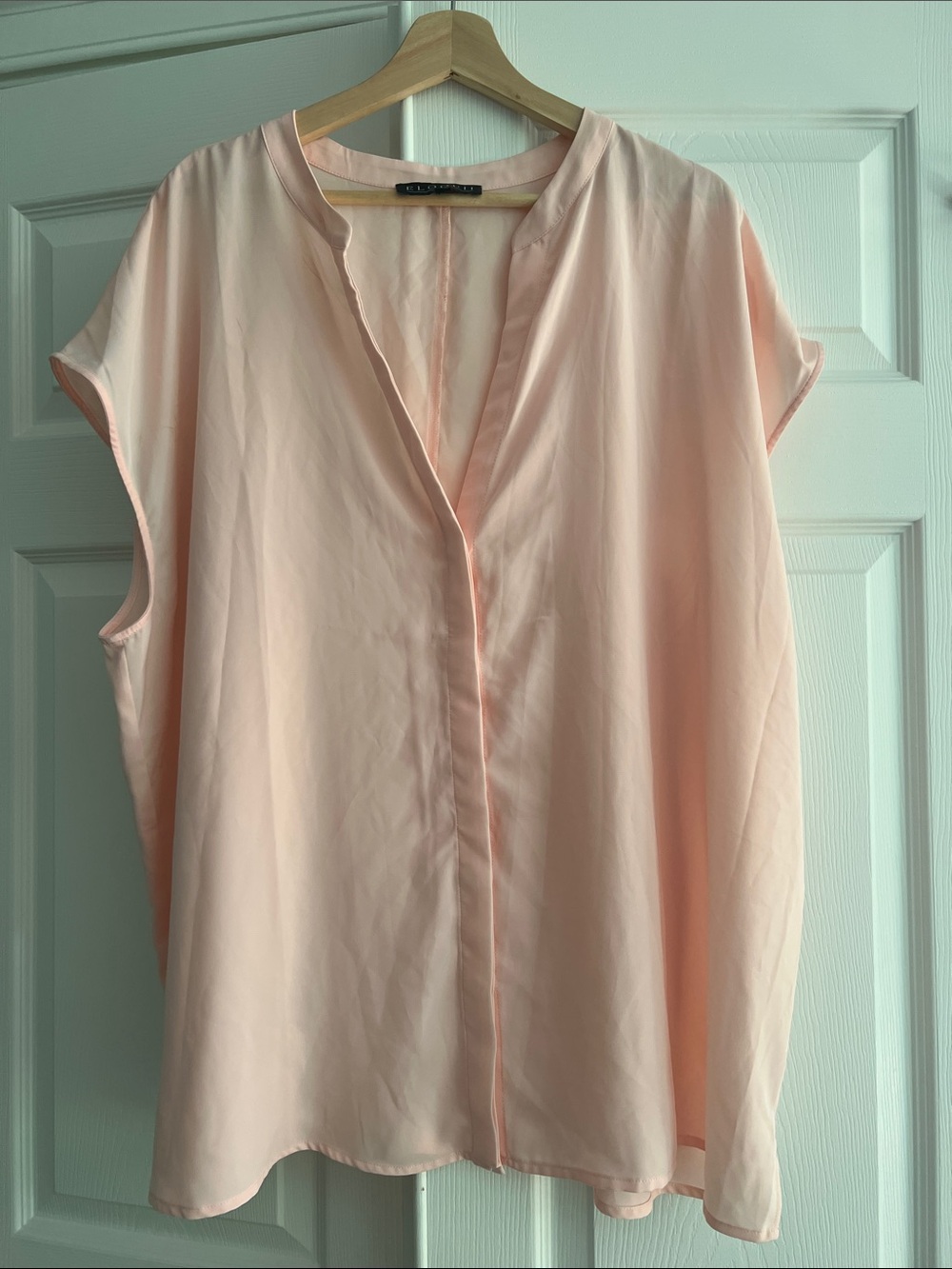 Eloquii Light Pink Women's V-Neck Blouse